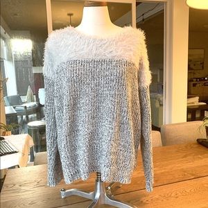 Vincent Camuto Terra Knit Sweater  Faux Fur trim